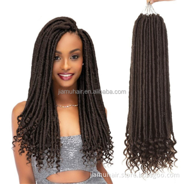 Synthetic 20Inch Goddess Faux Locs With Curly Ends Crochet Braids Natural Synthetic Hair Extension Soul Goddess